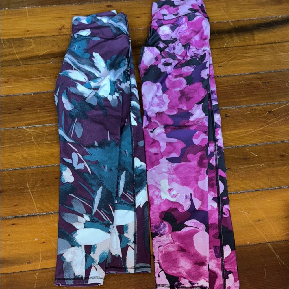 Fabletics Purple and Blue Floral Leggings